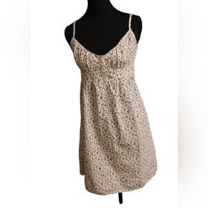 Brandy Melville Cream Blue Floral Mini Dress Made in Italy Cotton One Size